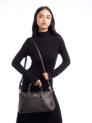 CW422 Signature Georgia Satchel Walnut Black