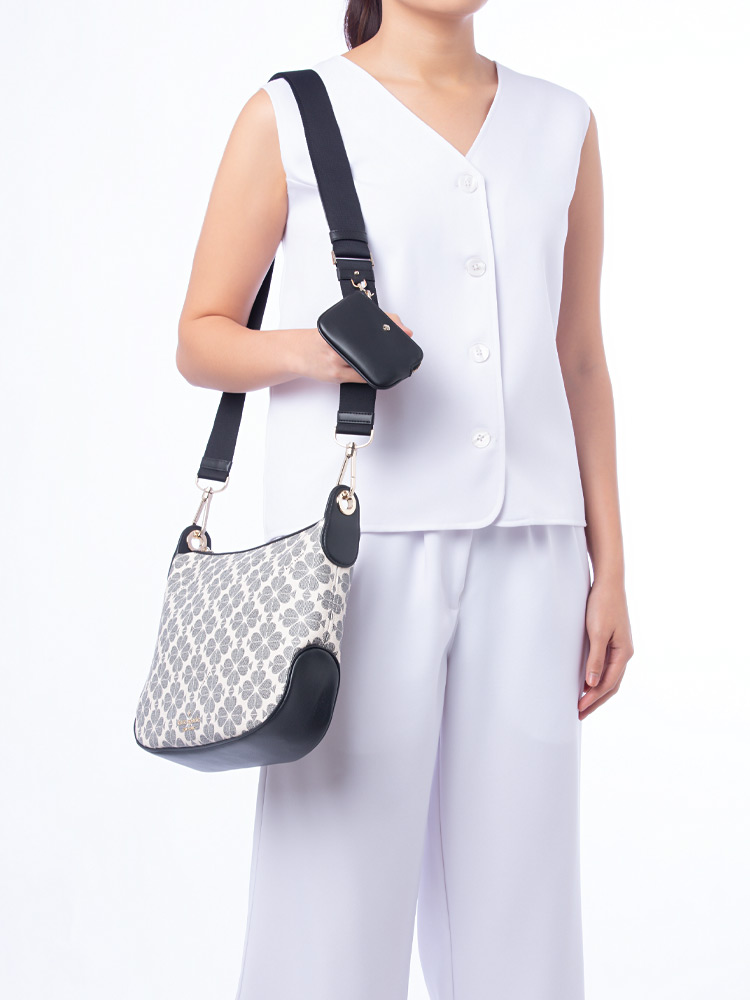 Signature Spade Flower Large Crossbody Black Multi