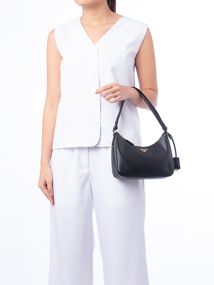 1BC204 Saffiano Lux Mini Re-Edition Shoulder Bag Nero