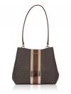 Signature Pratt Metallic Medium Bucket Bag Brown