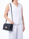 T Monogram Leather Shoulder Bag Black