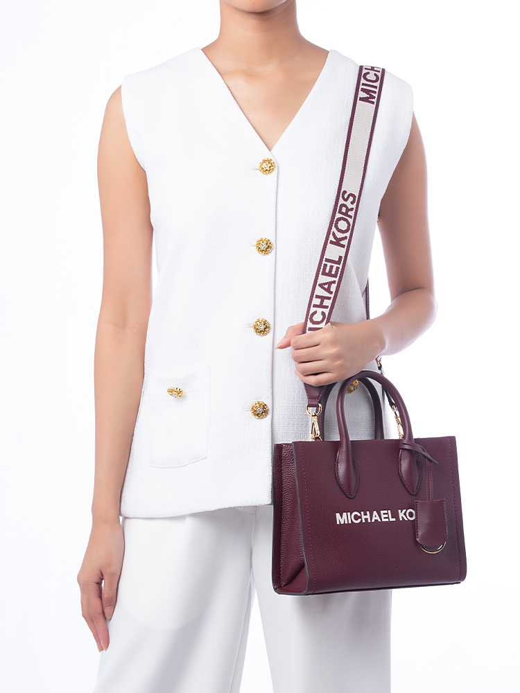 Mirella Pebbled Leather Small Crossbody Oxblood