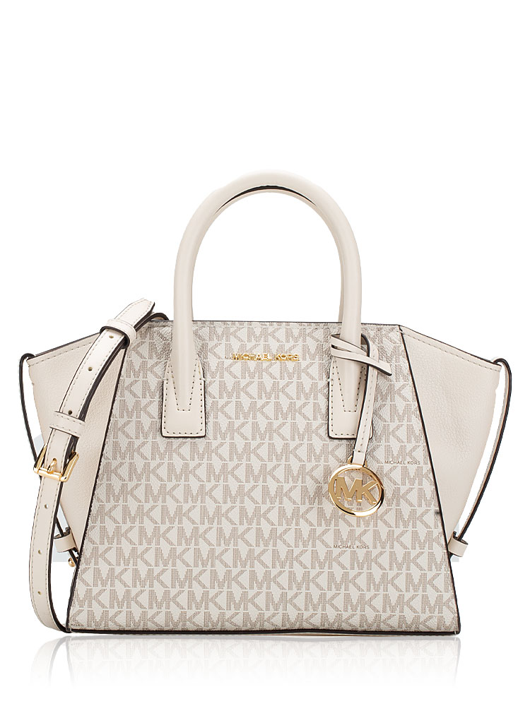 Signature Avril Small Top Zip Satchel Light Cream Multi