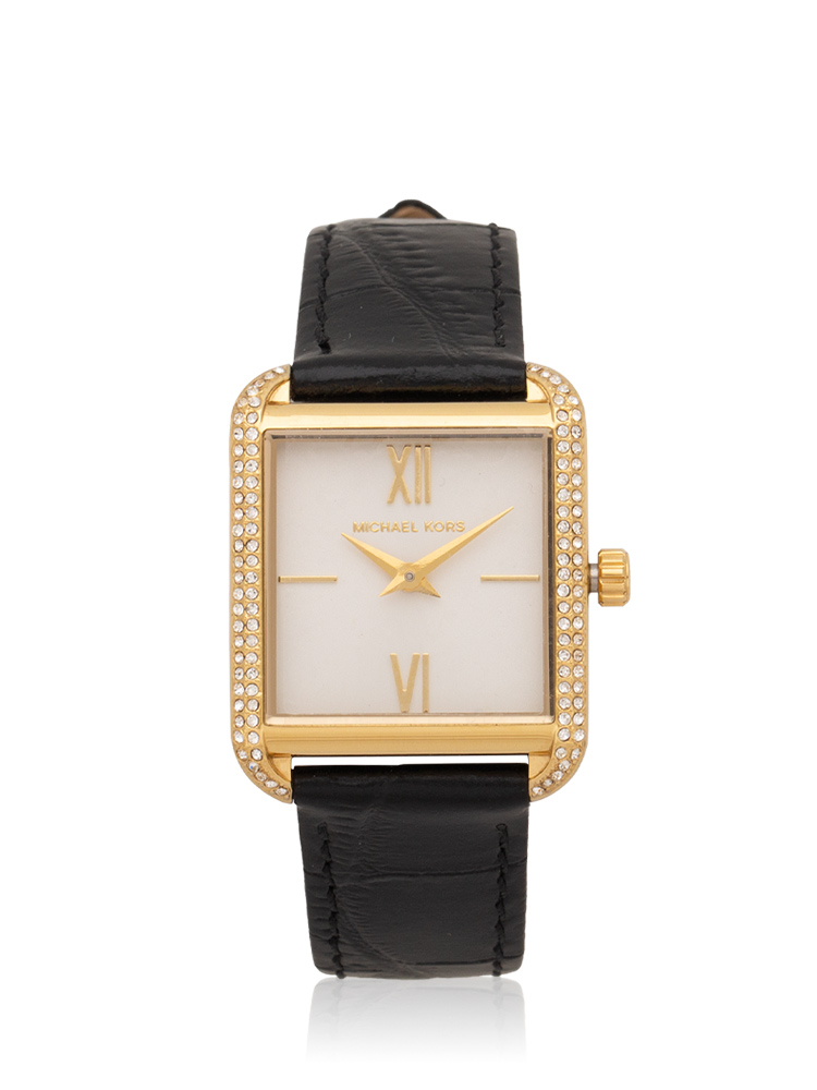 MK2762 Lake Crocodile Embossed Leather Watch Black