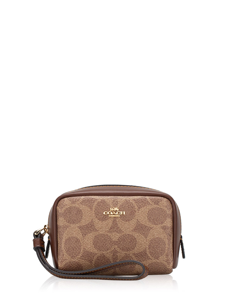 CW907 Signature Pouch Wristlet Tan Brown