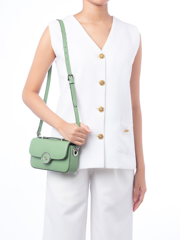 Calfskin Petite GG Mini Shoulder Bag Light Green