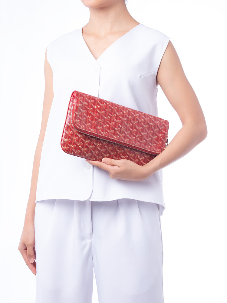 Goyardine Sainte Marie MM Soft Clutch Red