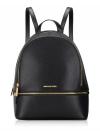 Rhea Leather Medium Zip Backpack Black