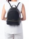 Rhea Leather Medium Zip Backpack Black