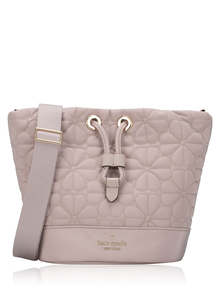 Spade Flower Quilted Nylon Mini Bucket Bag Cozy Grey