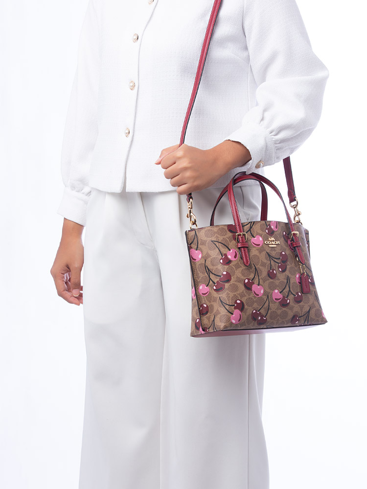 CZ772 Signature Cherry Print Mollie Tote Bag 25 Tan Multi