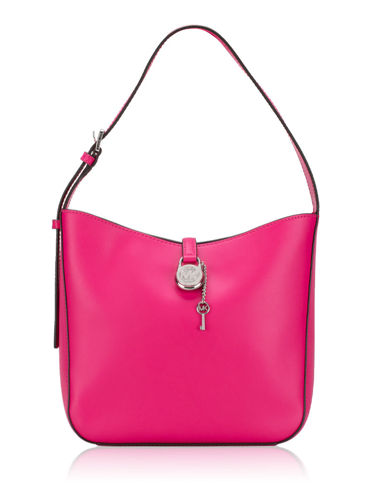 Lyra Leather Small Bucket Bag Dragonfruit