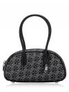 Signature Lulu Metallic Empire Small Satchel Black Silver