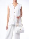 Kira Diamond Quilt Small Convertible Shoulder Bag Blanc