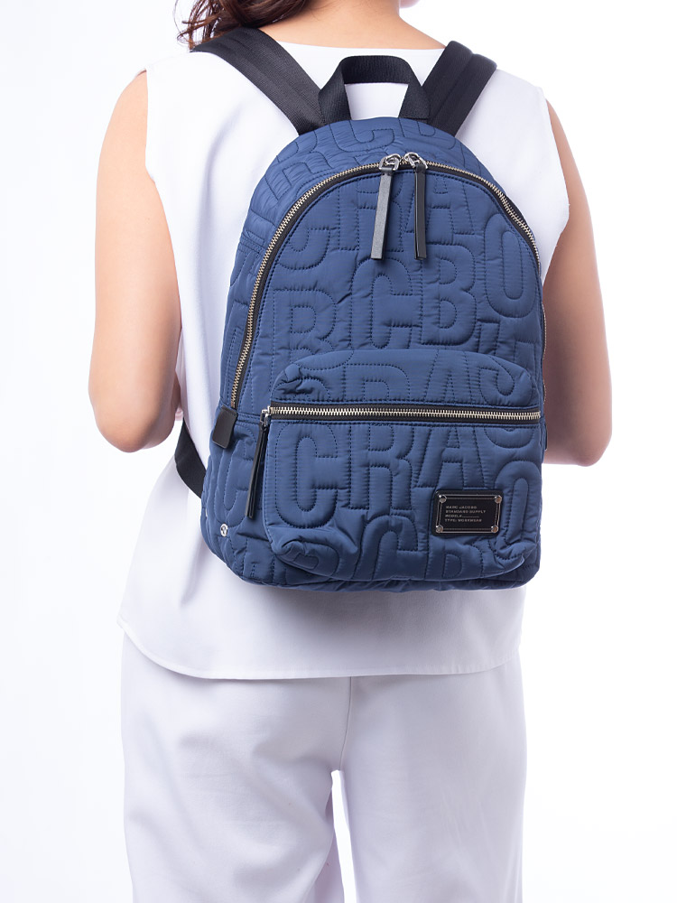 4S4HBP001H02 Nylon Quilted Medium Backpack Azure Blue