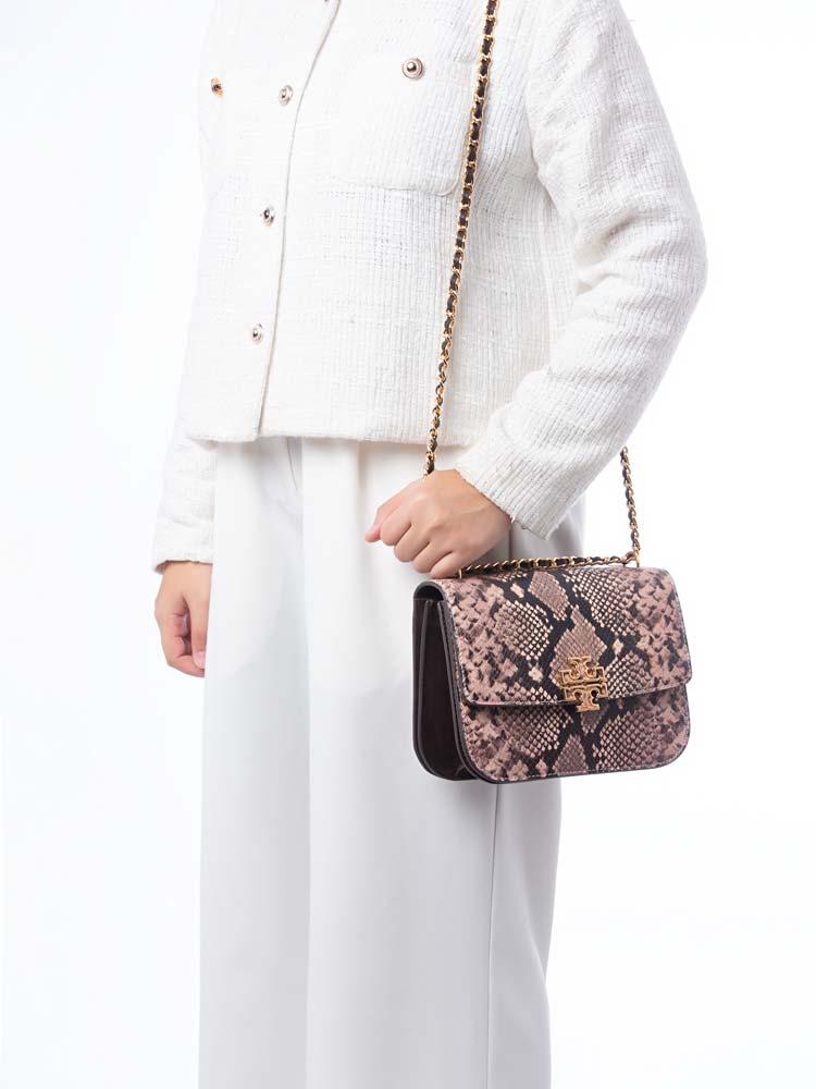 Britten Snake Embossed Small Adjustable Shoulder Bag Shell Pink
