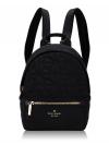 Spade Flower Quilted Fabric Small Backpack Black