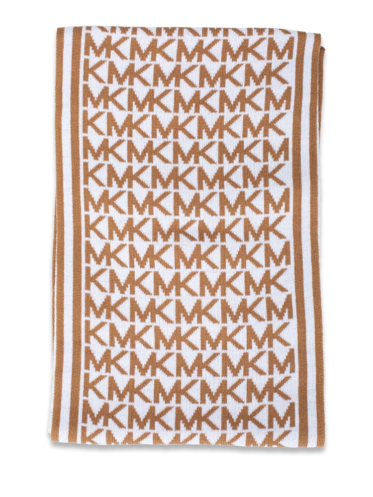 Signature Jacquard Beanie and Scarf Gift Set Camel Cream