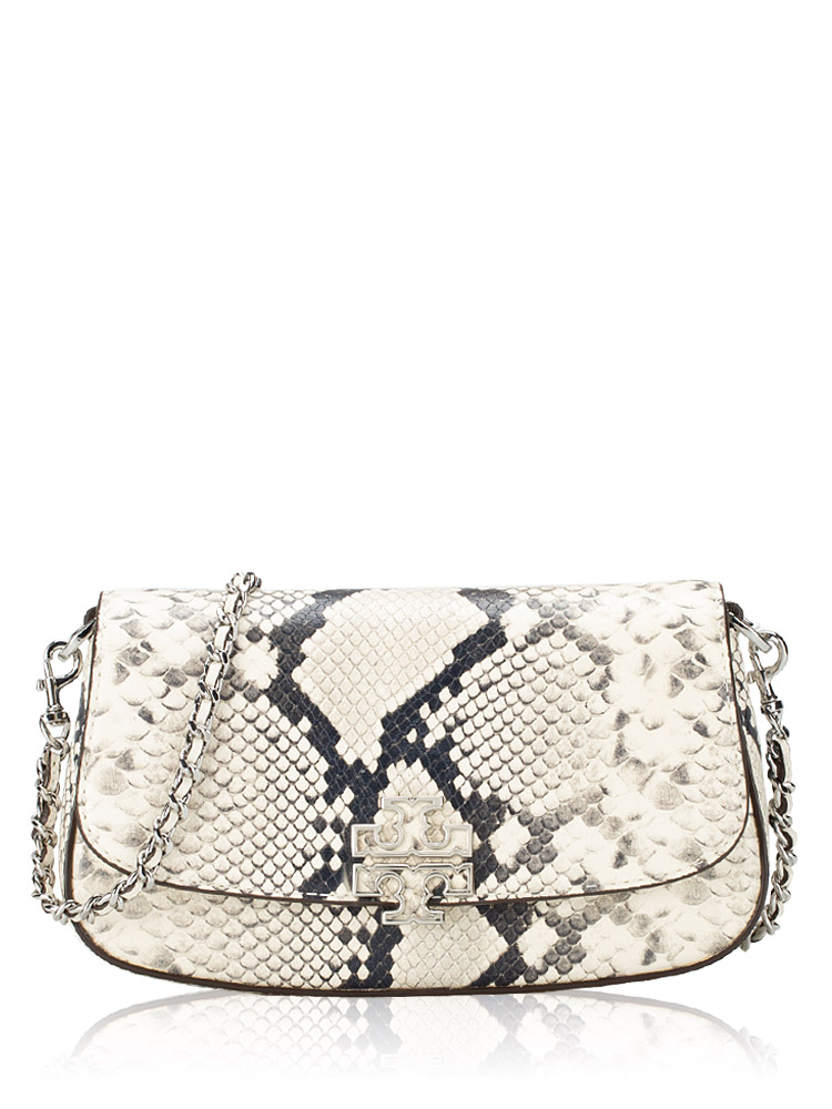 Britten Snake Embossed Convertible Crossbody Warm White