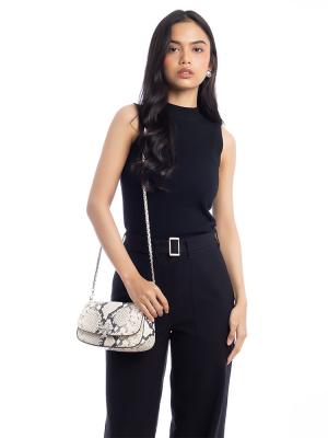 Britten Snake Embossed Convertible Crossbody Warm White