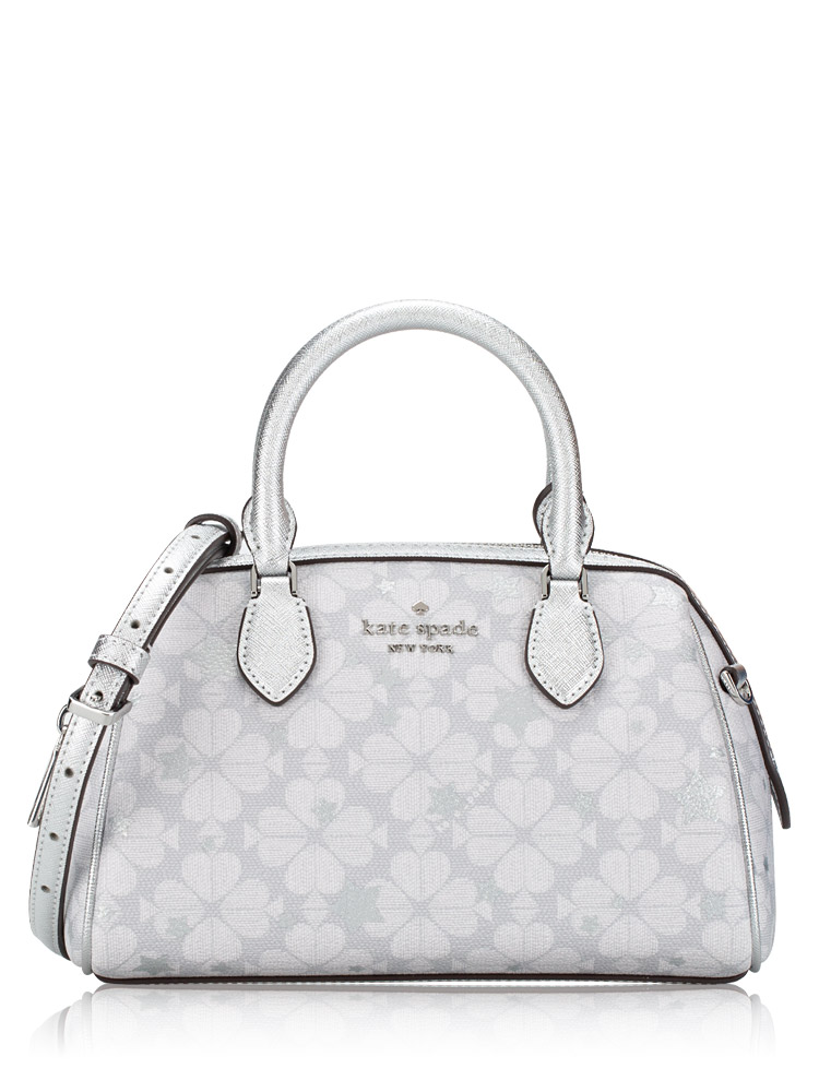 Spade Flower Star Toss Small Dolly Duffle Crossbody Platinum Grey