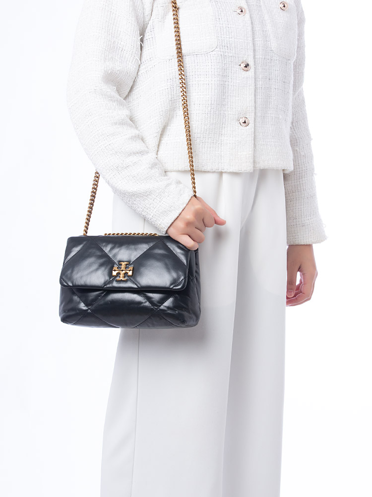 Kira Diamond Quilt Convertible Shoulder Bag Black
