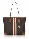 Signature Eva Stripe Large Tote Brown