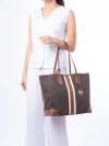 Signature Eva Stripe Large Tote Brown
