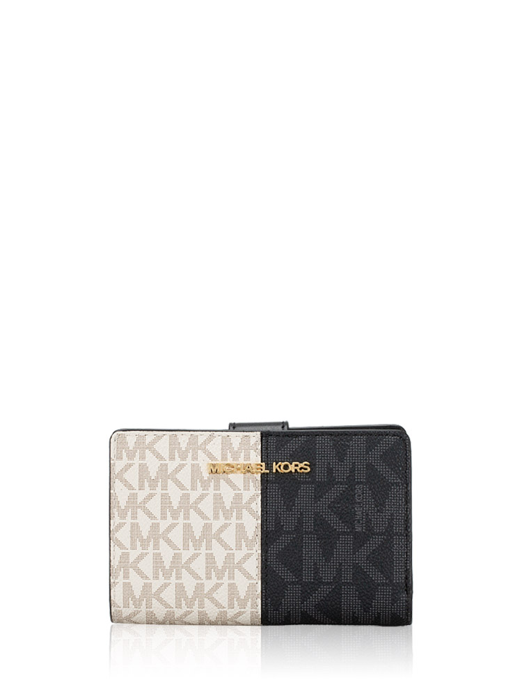Signature Jet Set Medium Two-Tone Wallet Black Multi