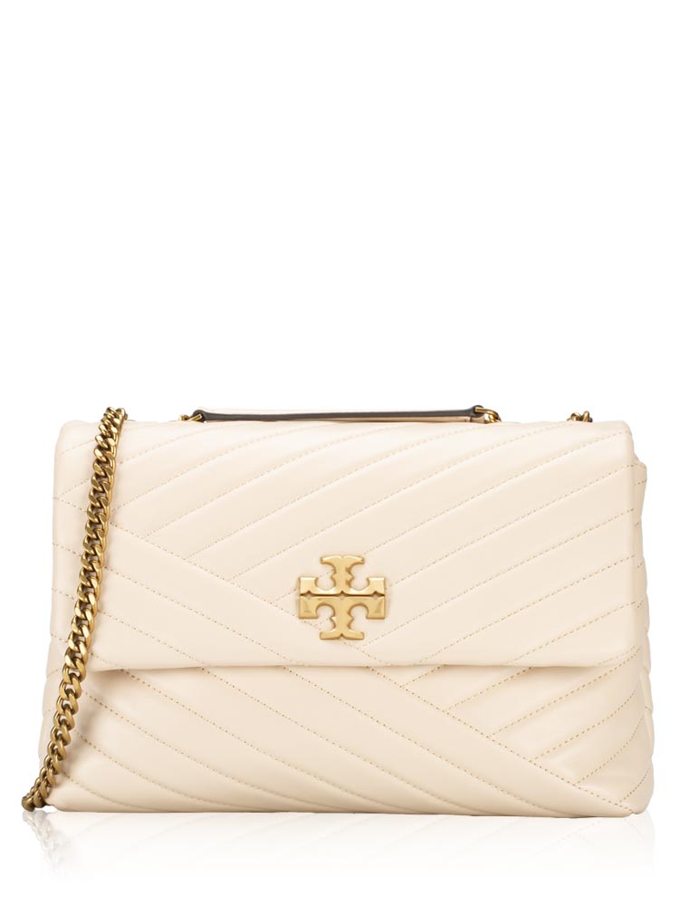 Kira Chevron Convertible Shoulder Bag New Cream Gold