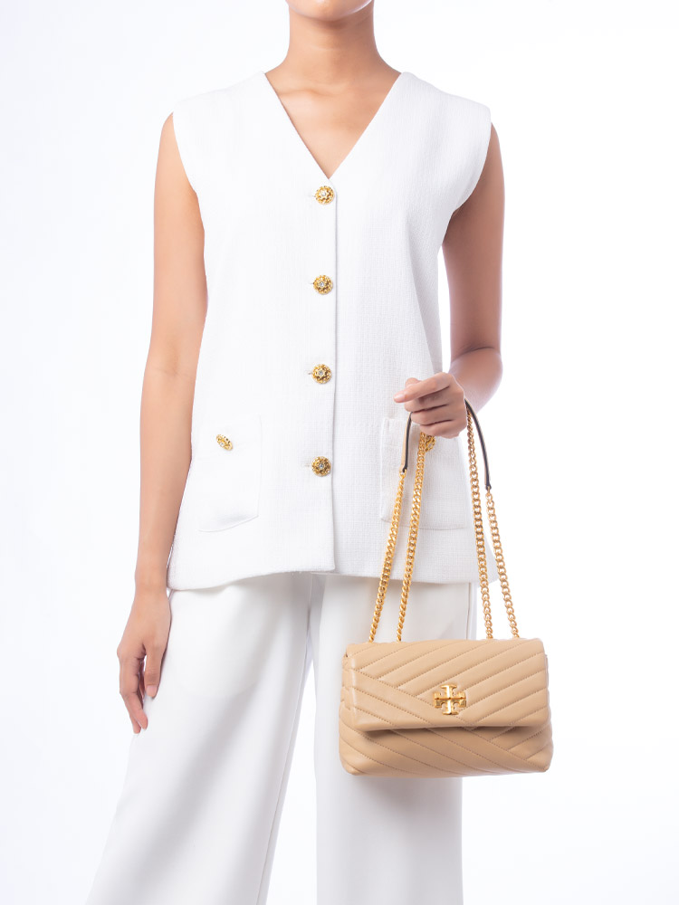 Kira Chevron Small Convertible Shoulder Bag Desert Dune