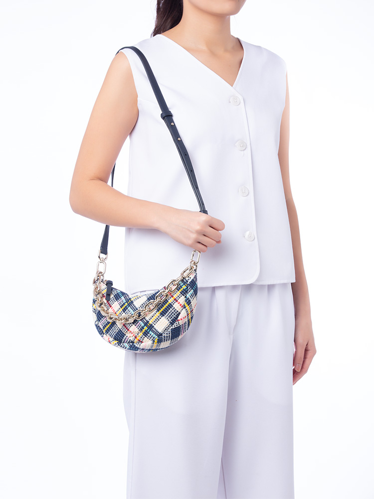 Smile Tweed Small Crossbody Parchment