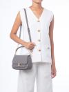 Phoebe Refined Grain Leather Flap Crossbody Hare Grey