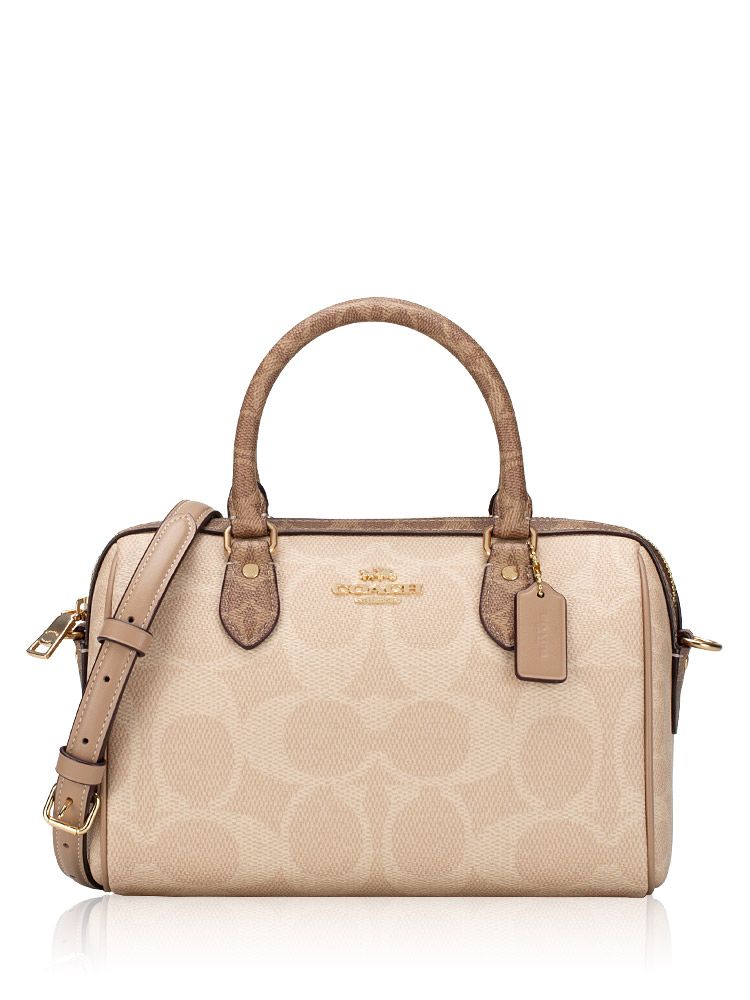 CY679 Signature Blocked Rowan Satchel Sand Tan