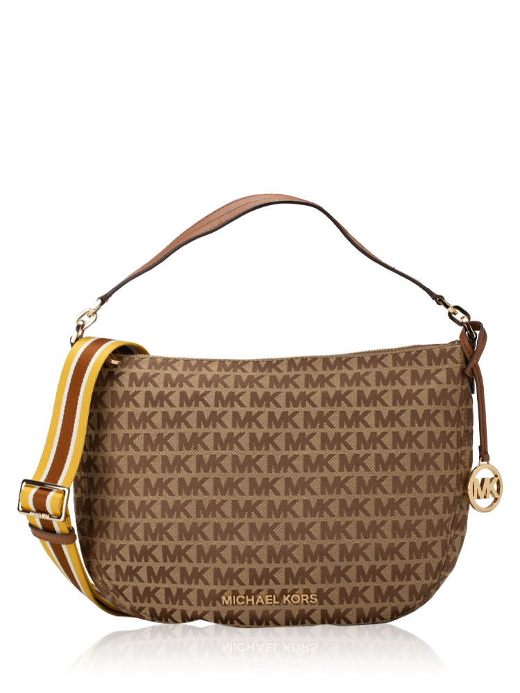 Bedford Signature Medium Crescent Shoulder Bag Beige Ebony