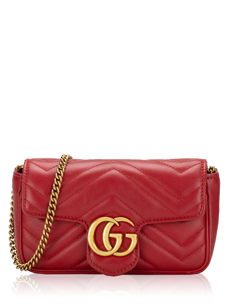 GG Marmont Matelasse Super Mini Shoulder Bag Hibiscus Red