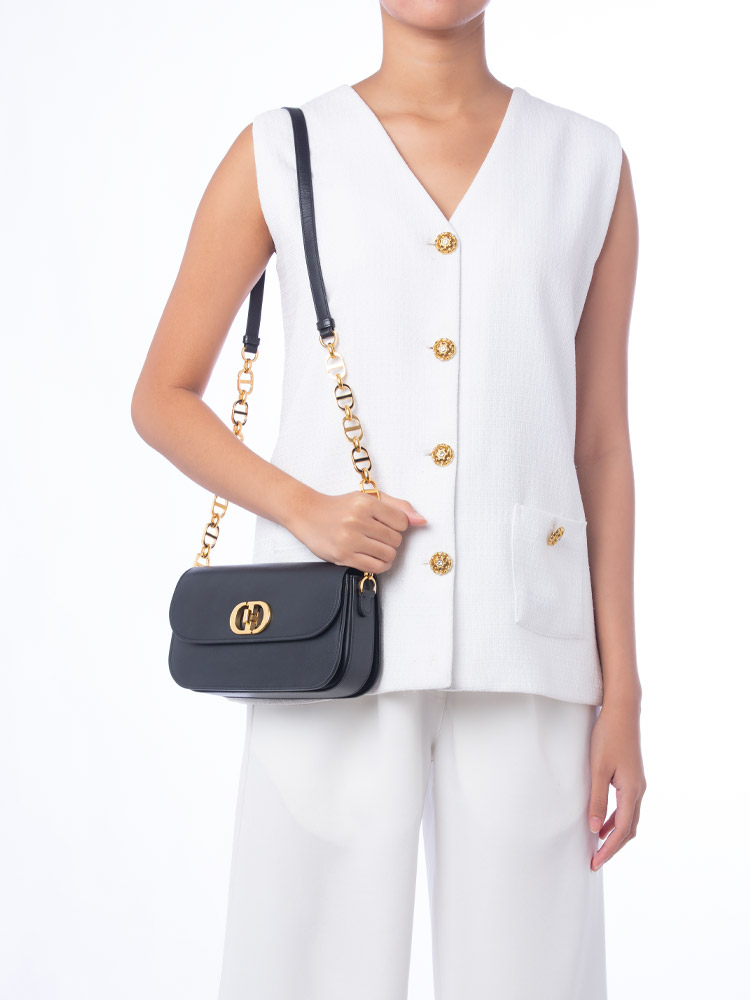 Box Calfskin 30 Montaigne Avenue Bag Black