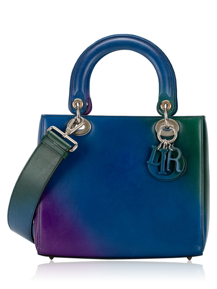 Box Calfskin Gradient Medium Lady Dior Purple Blue Green