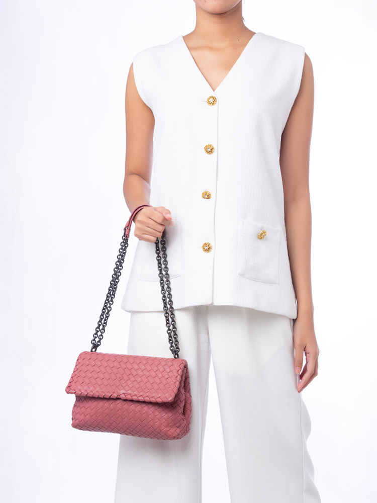 Nappa Intrecciato Olimpia Small Shoulder Bag Rose