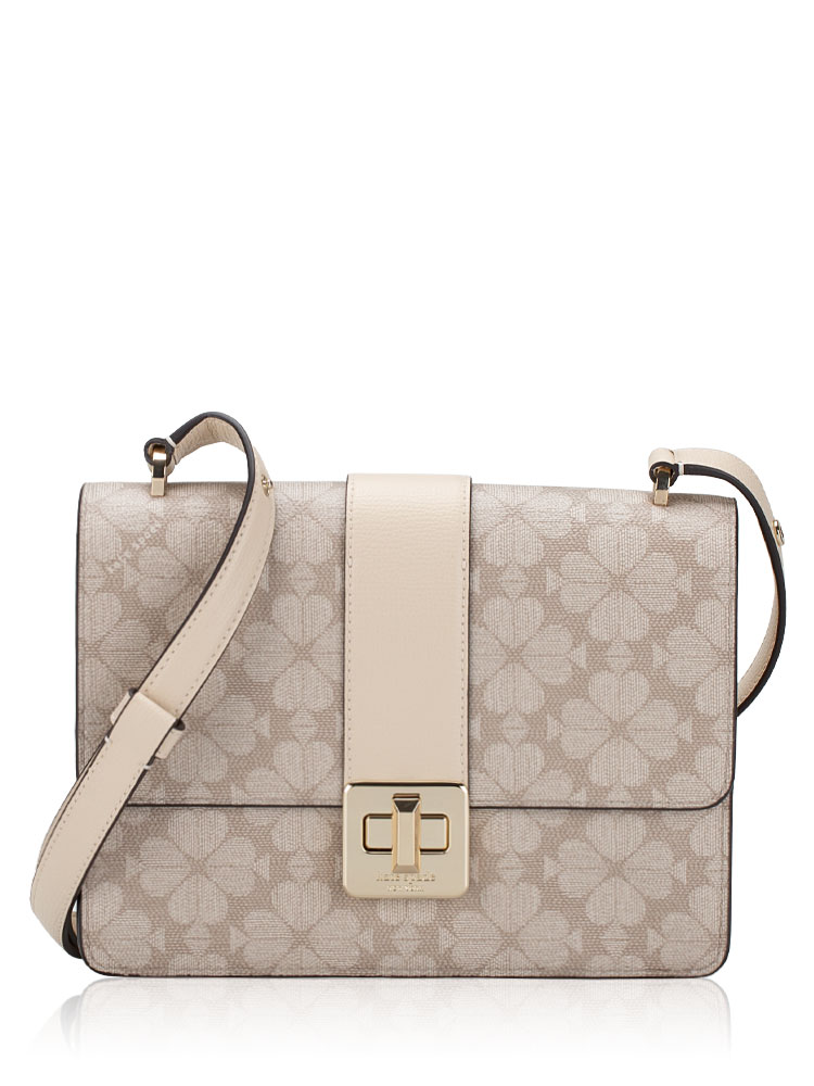 Spade Flower Small Flap Shoulder Dark Beige