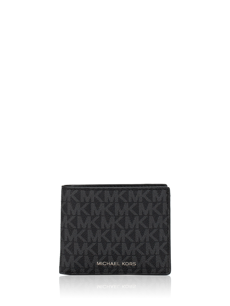 Men Signature Slim Billfold Wallet With Key Fob Gift Set Black