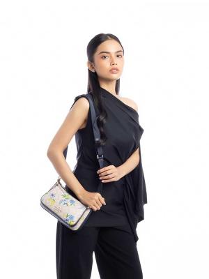 Duet Spade Flower Floral Crossbody Blazer Blue Multi