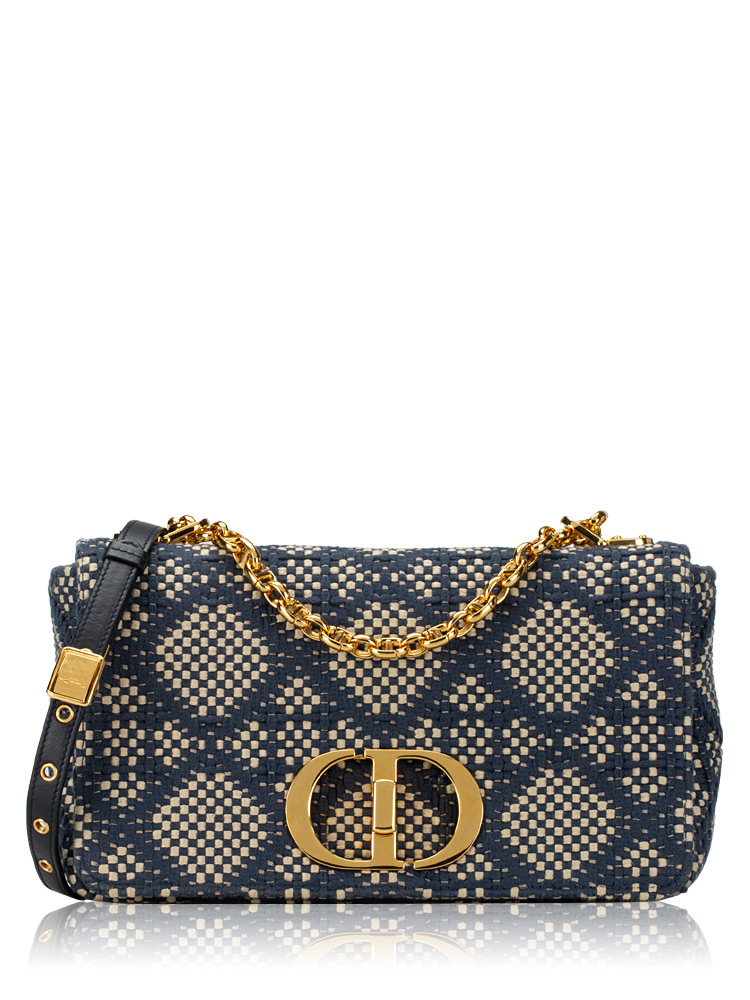 Tweed Macro Cannage Caro Medium Shoulder Bag Blue