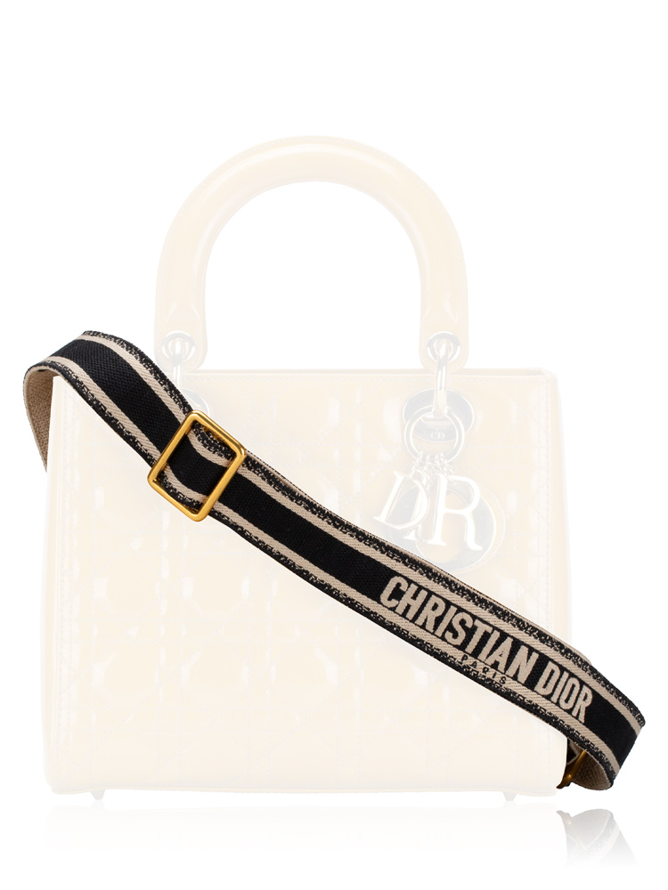 Toile Embroidered Thin Shoulder Strap Noir