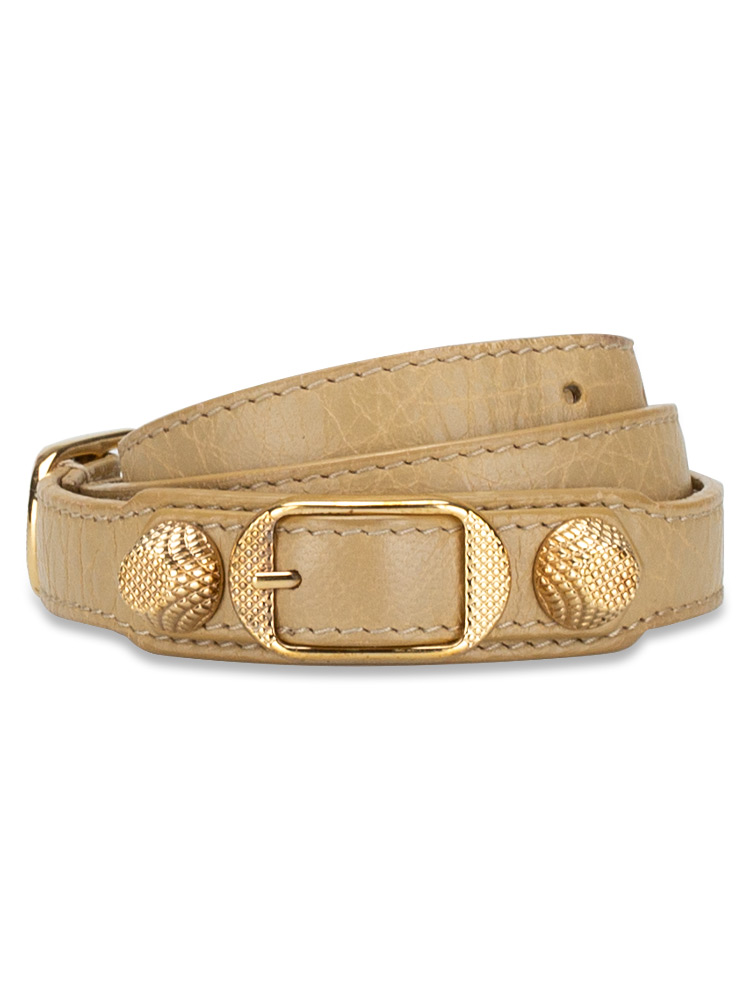 Giant Gold Triple Tour Bracelet Beige Sable Sz M
