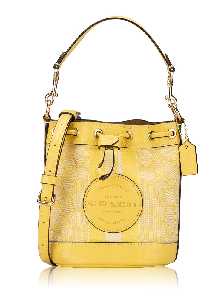 C8322 Signature Jacquard Stripe Dempsey Mini Bucket Bag Retro Yellow