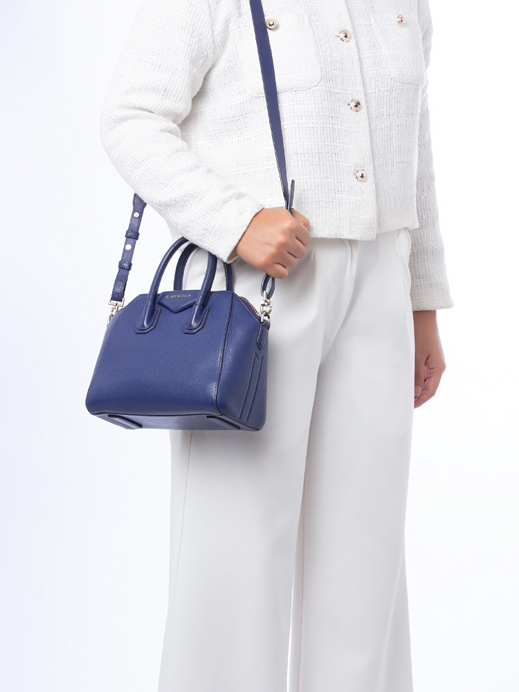 Sugar Goatskin Mini Antigona Cobalt Blue