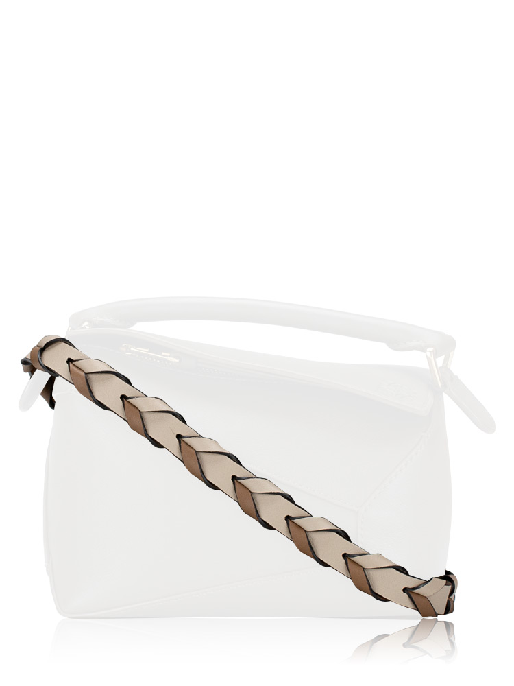 Calfskin Braided Strap Beige Multicolor