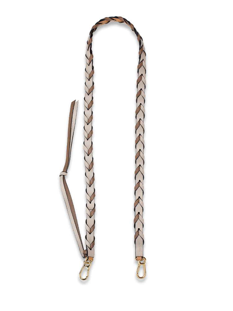 Calfskin Braided Strap Beige Multicolor