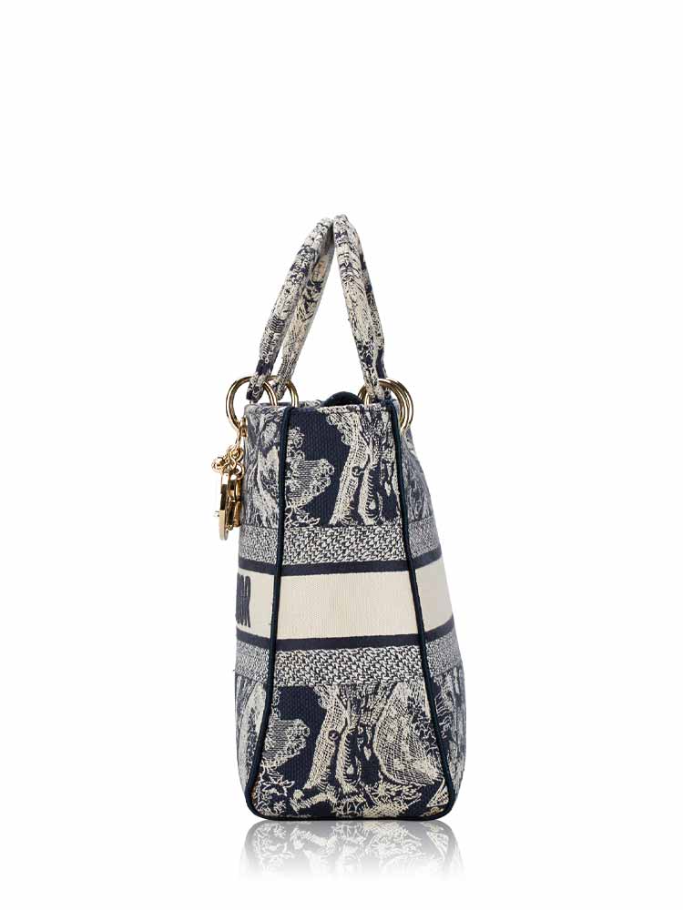 Toile de Jouy Embroidered Large Lady D-Lite Navy